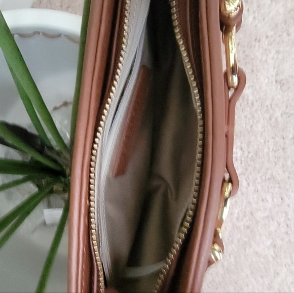 NWOT Talbots Brown Leather Crocodile Crossbody Bag/ Purse - Picture 8 of 11